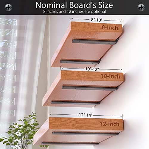 Floating Shelf Brackets 10 Inch 6 Pack, Hidden L Brackets for Shelves Black