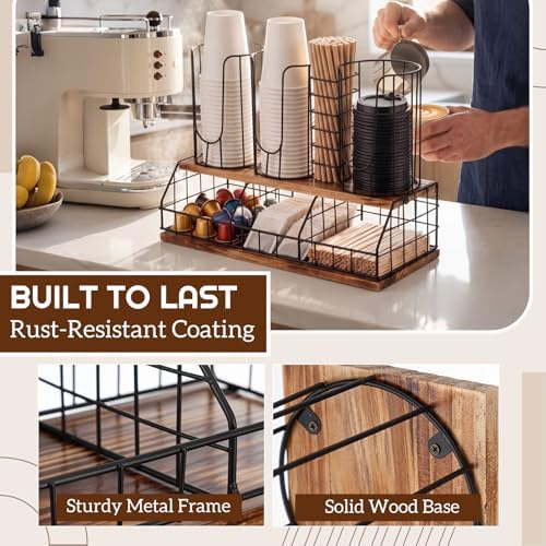 Geelin 18oz Adjustable Coffee Cup Dispenser with Wooden Base