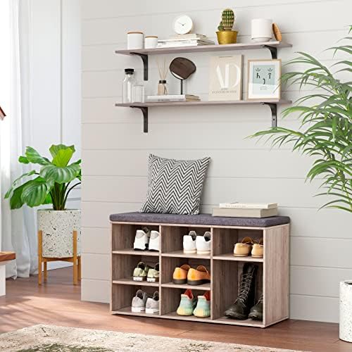 DINZI LVJ Long Wall Shelves, 39.4Inch Wooden Wall Mounted Shelves, Set of 2
