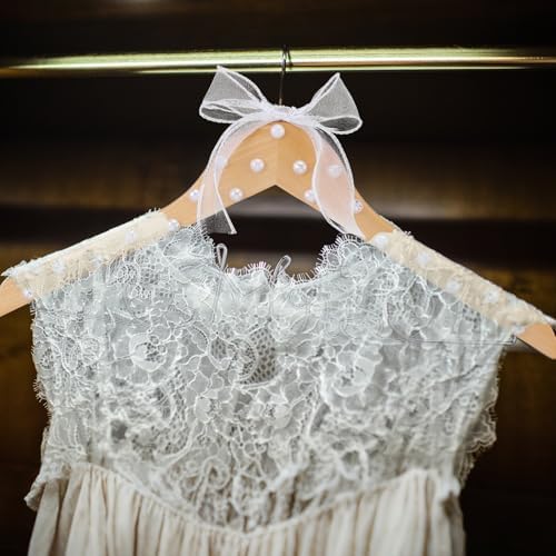 Honeydak Wood Bridal Hanger for Wedding Dress,Natural,Pearl