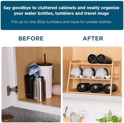 Honey-Can-Do 3-Tier Bamboo Water Bottle Organizer for Cabinet