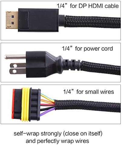 Alex Tech 25ft - 1/4 inch Cord Protector Wire Loom Tubing Cable Sleeve Split Sleeving for USB Cable Power Cord Audio Vid