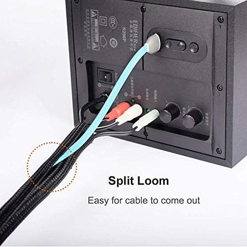 ZhiYo 20ft - 1/2 inch Cable Sleeve, Cord Wrap Wire Protector Tubing for Pets, PC Cable Wrap, Computer Cable Management S