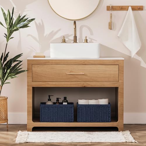 joybest Wicker Baskets for Shelves, Hand-woven Storage Baskets Green
