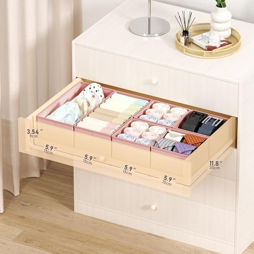 DIMJ Drawer Organizer Clothes Storage - 18 Pack Baby Dresser Organizer for Nursery, Foldable Drawer Dividers for Bedroom