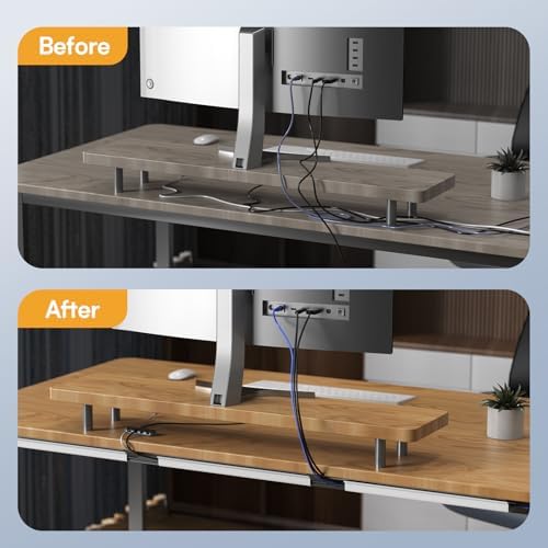 Delamu 6 Pack Safe 15.7in Tidy Cable Management Solution, Protect Kids Pets with Home Office Cable Management Under Desk