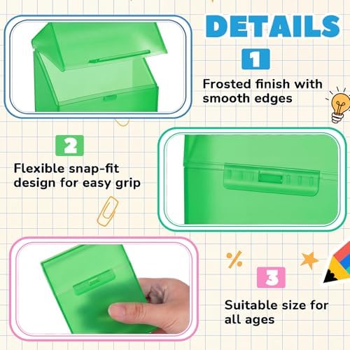 Clabby 2 Pcs Clear Plastic Crayon Boxes Hold 24 Count, Green