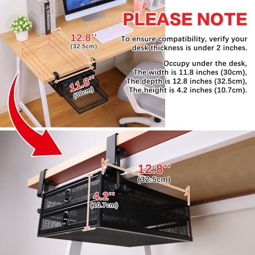 ROSYLINE Under Desk & Desktop Drawer Organizer, 2-Tier Big Capacity