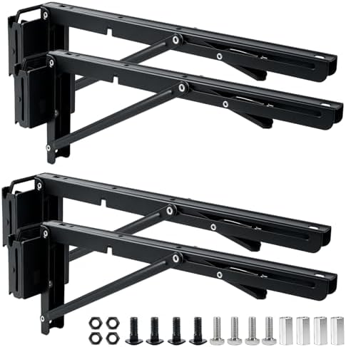 E Track Shelf Bracket, 14" Foldable 4 Pack Steel for Trailers/Vans
