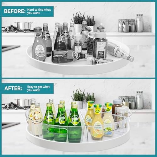 Oubonun Lazy Susan Cabinet Organizer Bins for Kitchen 4 Pack, 1/8 Wedge