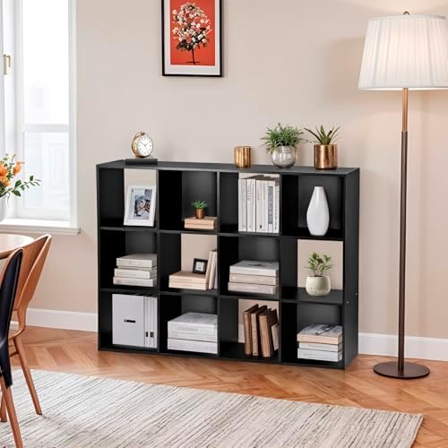 ZenStyle 12 Cube Storage Shelf Organizer Bookshelf with Open Back Closet Cabinet, DIY Plastic Modular Book Shelf for Org