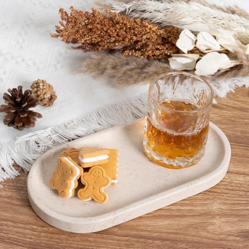 Koville Natural Marble Tray for Bathroom, Vanity Decorative Marble Trays for Countertop Organizer, Catchall Trays for Pe