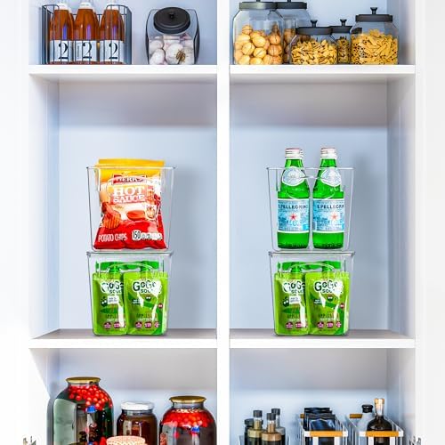 Sorbus Small Plastic Storage Bins (4 Pack) – Clear Bins for Kitchen, Pantry, Fridge, Cabinet, and Refrigerator – Stackab