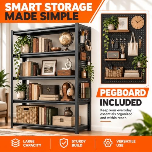 Metal Bookshelf Adjustable Bolt-Free Bookcase Heavy Duty Book Shelf 2000LBS
