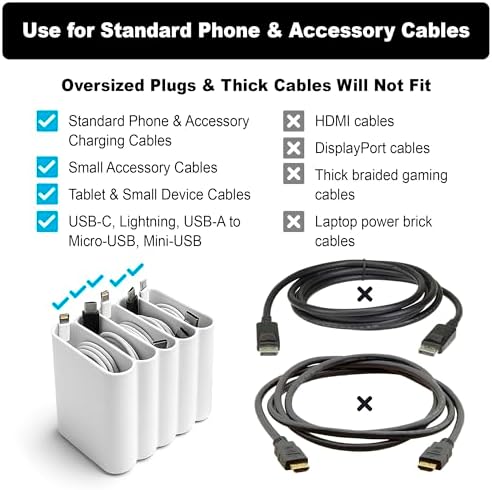 Cable Management Organizer Cord Management, Multiple Slots for Home, Office, Desk, Workshop, Durable Plastic Connectable