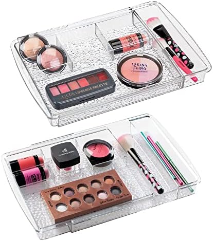 mDesign Expandable Makeup Organizer for Bathroom Drawers, Vanities, Countertops: Organize Makeup Brushes, Eyeshadow Pale