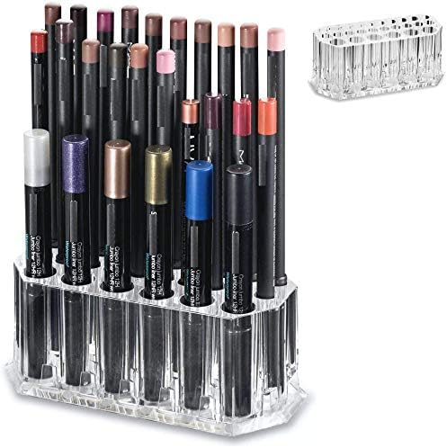 Acrylic Eyeliner Organizer & Lip Liner Organizer 26 Space Storage 20 Standard 6 Jumbo Cosmetic Pencil Makeup Display Cas