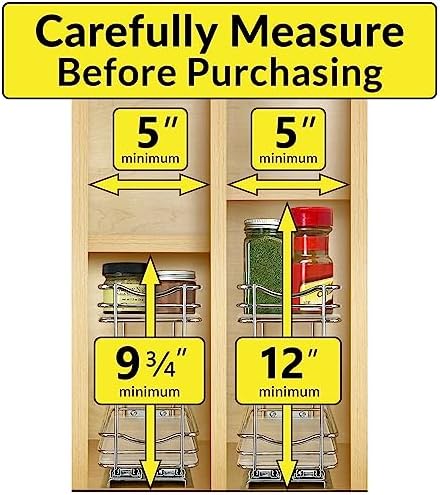 LYNK PROFESSIONAL® Pull Out Spice Organization for Cabinets - 4-3/8 inch Wide – Spice Rack for Inside Cabinets, Slide Ou