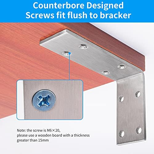 YUMORE Countertop Support Bracket, Heavy Duty 5mm L Bracket, 8 x 4 in