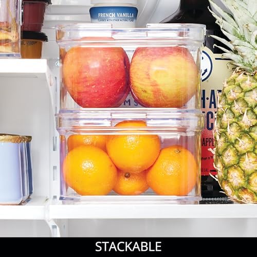 iDesign Stackable Fridge Organizer Bins with Lids for Fresh Produce - Set of 3 - Clear