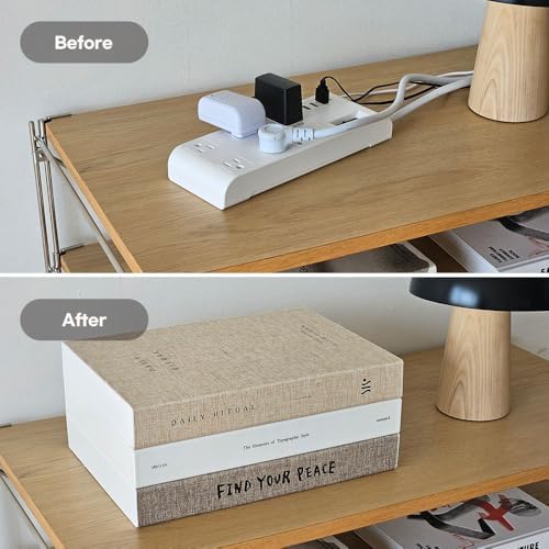 Book Shape Decorative Cable Management Box - Expandable Cable Organizer Box with Magnetic Closure for Home & Office (Dai