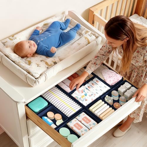 DIMJ Drawer Organizer Clothes Storage - 18 Pack Baby Dresser Organizer for Nursery, Foldable Drawer Dividers for Bedroom