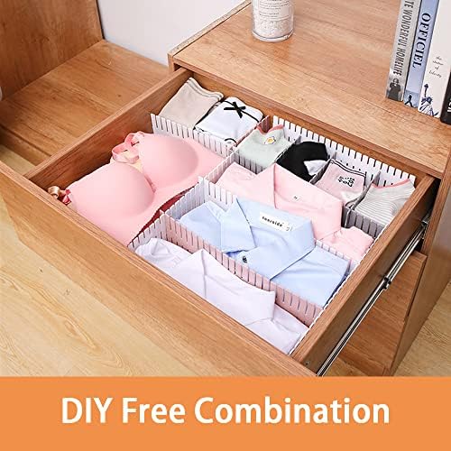 20Pcs Drawer Dividers, 14.96"x2.76", Thin, DIY Plastic Drawer Separator, Large Adjustable Dresser Drawer Organizer for C
