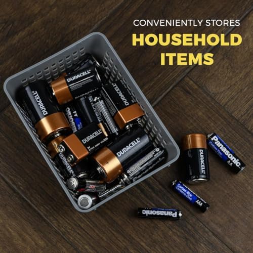YBM Home 3-Pack Plastic Storage Baskets Bins for Home Junk Drawer, Shelves, and Office Organization, Functional Trays/Co