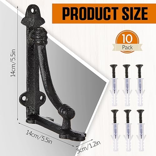 Gisafai 10 Pcs Decorative Shelf Brackets 5.5 Inch Cast Iron Shelf Brackets
