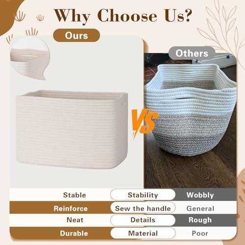 Baskets for Organizing,Storage Baskets,3 Pack Baskets for Shelfves,15"×10"×9" Woven Basket,toy storage bins,bins for organization