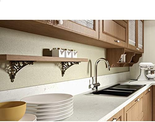 HARPOON 8 Inch Shelf Brackets 2 Pack Heavy Duty Wall Bracket Baroque Kitchen Decorative Rack Shelves Silver
