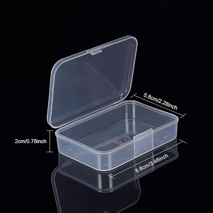 BENECREAT 12 Pack Rectangle Clear Plastic Bead Storage Containers Box Case with Lid for Earplugs Tiny Beads Dices and Other Craft Accessories - 3.46x2.28x0.78 Inches