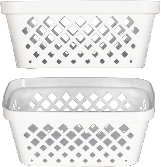 Glad Plastic Storage Basket Set - Multipurpose Drawer Trays, Kitchen Pantry Containers, and Bathroom Bins - Small Organizers, White, 6.25" L x 4.6" W x 2.7" H, 9 Count (Pack of 4)
