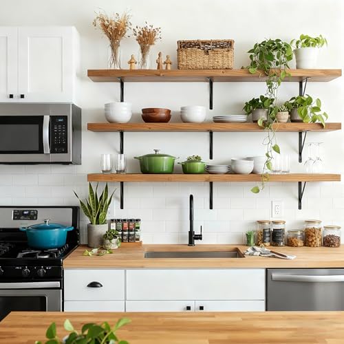 Hiceeden 12 Pack Heavy Duty Shelf Brackets, 12 in X 8 in Wall Mount Steel L Shelf Bracket, Angle Brackets for Floating S