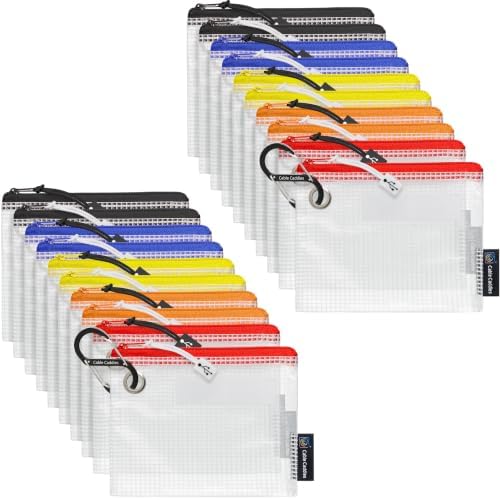 USB Cable Organizer Pouches, Color Coded Travel Cable Management Bags, 20 Pack