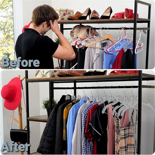 DEILSY™ Clothes Hangers 25 Pack Space-Saving Crystal Clear Plastic Hangers