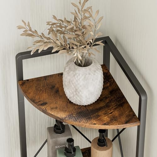 6 Tier Corner Shelf Stand, 78" H Tall Corner Bookshelf, Rustic Brown