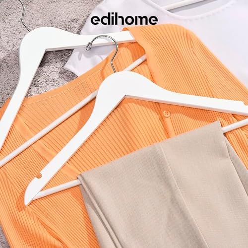 Wooden Clothes Hangers, Set of 50, Solid Wood Hangers, Non-Slip Trouser Hook, Notches in Shoulder Area, 360° Rotating Ho