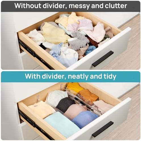 Vtopmart Drawer Dividers Organizers 8 Pack, Adjustable 3.2" High Expandable from 12.2-21.4" Kitchen Drawer Organizer, Cl