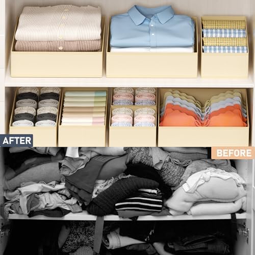 DIMJ Drawer Organizer Clothes - 16 Pack Baby Dresser Organizer for Nursery, Foldable Drawer Organizer Bins for Closet Be