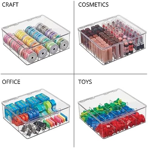 mDesign Plastic Kitchen Organiser — Practical Storage Box with 12 Compartments and Hinged Lid — Pantry Storage Box with 