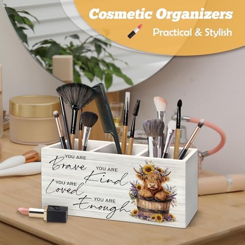 Inspirational Highland Cow Pen Holder Organizer for Desk Accessories
