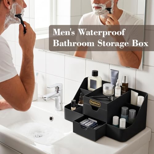 Cologne Organizer for Men with Drawers, Vanity Makeup Storage,black