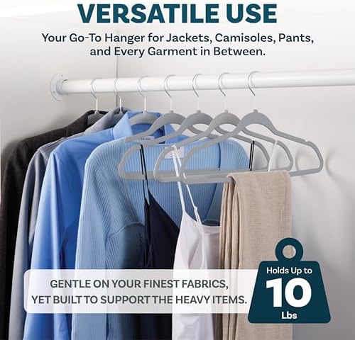 DEILSY™ Non-Velvet Thin Hangers Space Saving Gray Hangers 50 Pack