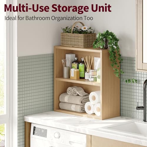 2-Tier Bookshelf Storage Shelves, 23.7 Inch Open Shelf Bookcase
