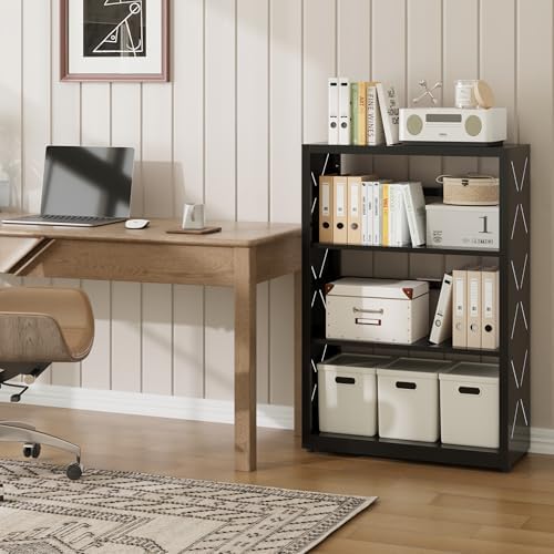SteeLoong 3 Tier Bookcase,Metal Bookshelf with Adjustable Feet & Shelves