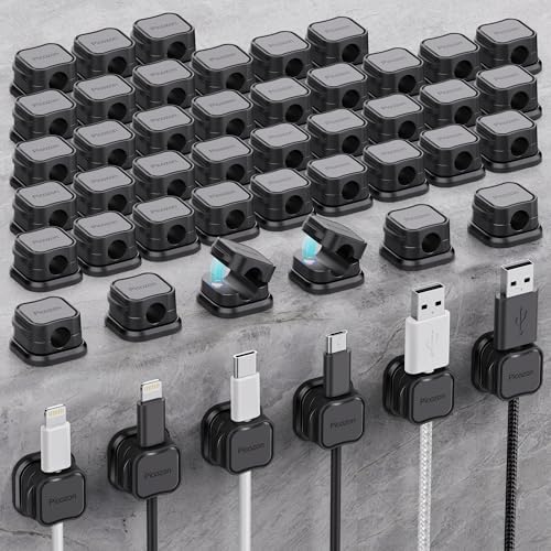 48 Pack Magnetic Cable Clip Organizer Cord Holder, Picozon Adhesive Cable Management, Wire Phone USB Charger Cable Holde