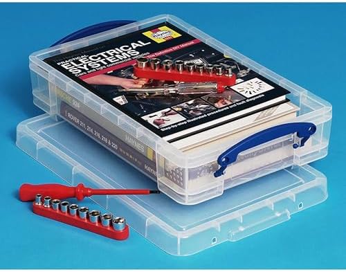 Really Useful Box 4 Liter Plastic Stackable Storage Container w/Snap Lid & Built-In Clip Lock Handles for Home & Office 