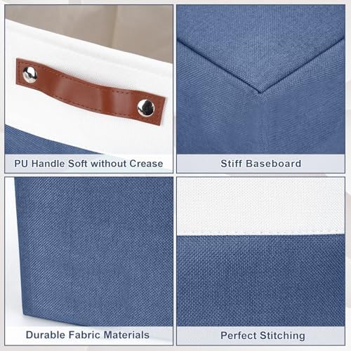 Bagnizer 13x13 Cube Storage Bins, Collapsible Fabric Storage Box, 4 Pack Closet Baskets with Handles for Organizing, She