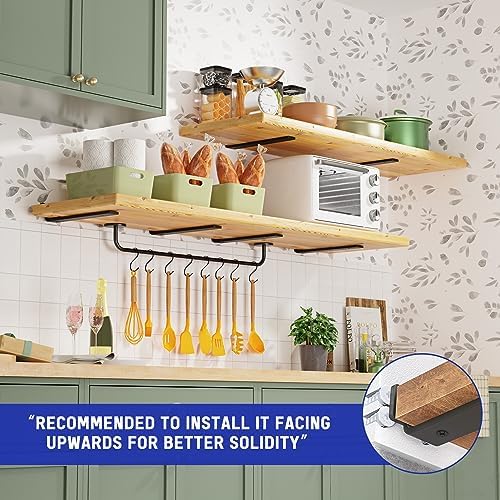 Goovilla Shelf Bracket, Floating Shelf Brackets 12 inch Long, 4 Pack, Black